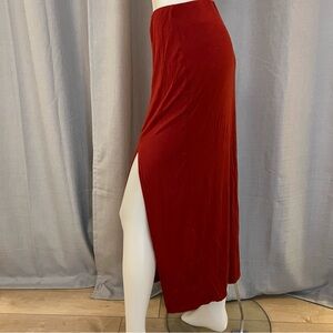 Rust Maxi Skirt Slit Fall Colour Size Large F21 Soft Fabric Boho Cottagecore